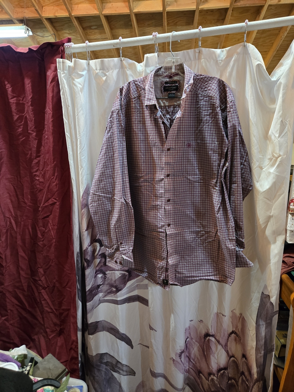 Ariat Men’s Burgundy and White Check Dress Shirt